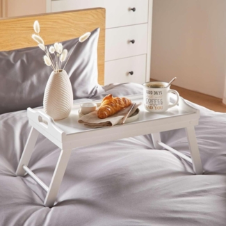 Tablett Simply White mit Füßen Tablett Holztablett Serviertablett Küchendeko