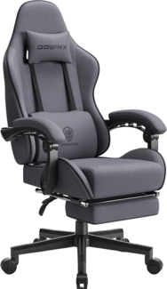 Dowinx Gaming Stuhl Bürostuhl Stoff Tasche Frühling Kissen, Massage , Stoff mit Kopfstütze, Ergonomische Gaming Stuhl mit Fußstütze (grau)