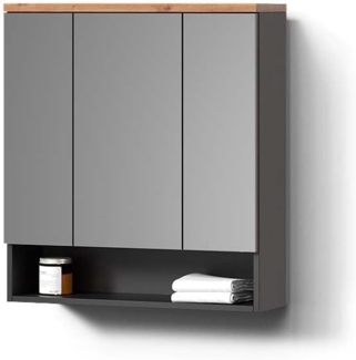 Livinity® Badezimmerspiegelschrank Tanaro, Anthrazit/Anthrazit, 70 x 77.5 cm