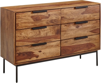Kommode 117x80x42 cm Sheesham Massivholz / Metall Schubladenkommode, Industri...