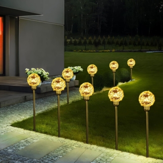 SALCAR LED Solarleuchten Gartendeko, 4 Stück Solarstecker Gartenleuchten Außen Wasserdicht, 8 Modi Solar Gartenleuchten, Gartenstecker Solarlampen für Garten Rasen Terrasse Deko, Warmweiß