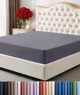 Utopia Bedding Spannbettlaken für Queensize-Betten – Bettlaken – Tiefe Tasche – weiche Mikrofaser, schrumpft und lichtbeständig, pflegeleicht, nur 1 Spannbetttuch (grau)