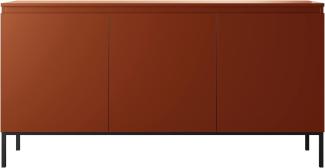 Selsey Bemmi Sideboard Kommode 3-türig, Ziegelrot mit Metallbeinen, 150 cm