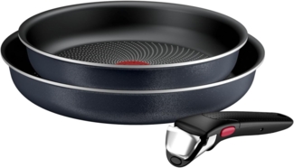Tefal Ingenio Enjoy 3-teiliges Pfannenset abnehmbarer Griff, 24/28 cm, stapelbar, platzsparend, Pfannenset Induktion mit Antihaftversiegelung, einfache Handhabung und Reinigung, L72390