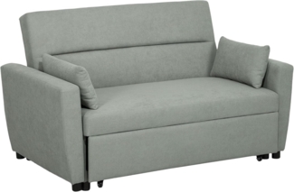 HOMCOM Schlafsofa 2-Sitzer Sofa mit Schlaffunktion, Verstellbare Rückenlehne, Schlafcouch 1 Teile, für Wohnzimmer, Gästezimmer, Hellgrau