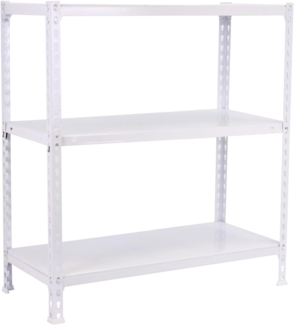 Simon Rack Schwerlastregal, 900 x 1100 x 400 mm, Bis 60 kg Belastbar, 3 Verstellbare Ablagen, Kellerregal, Lagerregal, Weiss - Ecoclick