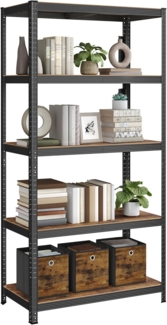Songmics Standregal, Bücherregal, Lagerregal, 5 Ablagen, Küchenregal, Regal, 50 x 100 x 200 cm, bis 600 kg belastbar, verstellbare Ablagen, Industrie-Design, vintagebraun-schwarz