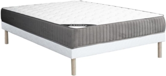 Vente-unique - Set aus Bettgestell + Kaltschaummatratze - 140 x 190 cm - Auflage aus Latex - Stärke 30 cm - MALINO von YSMÉE