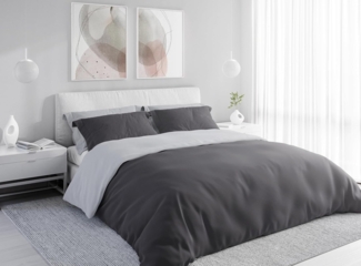 Wolkenfeld Wendebettwäsche Mikrofaser Bettwäsche - Allergiker Bettwäsche - unfassbar weich, Mikrofaser, 4 teilig, 135x200 cm, 155x220 & Übergrößen I inkl. Kissenbezüge 80x80 I 2-farbig