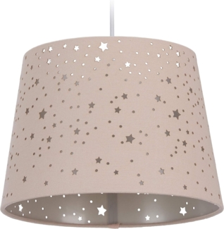Relaxdays Kinderzimmerlampe Sterne, hängende Schirmlampe für Mädchen, Sternenhimmel Motiv, E27, runder Stoffschirm, rosa, 122 x 27 x 27 cm