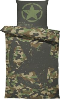 One Home Bettwäsche Fotodruck, Mikrofaser, 2 teilig, Militär Camouflage Tarnmuster, Knitterfrei Weich für Sommer und Winter