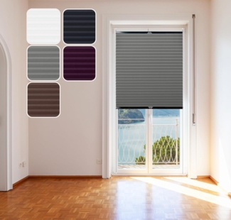 DomDeco Plissee Thermo Plissee Ohne Bohren Grau 75x120cm, ohne Bohren, Klemmfix, Sicht- und Sonnenschutz, ohne Bohren, Klemmfix, Fixmaß, Klemmträger