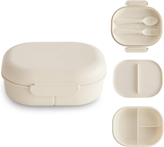 Mushie - Lunchbox Inkl. Besteck - Ivory Beige