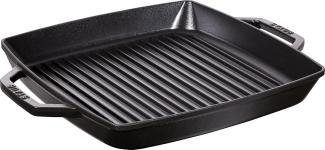 STAUB Gusseisen Grillpfanne mit zwei Griffen, Induktionsgeeignet, Quadratisch, Schwarz, 33 cm