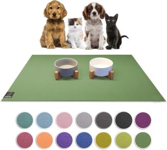 SanoZoo® - Napfunterlage, Öko-TEX - Made in Germany - rutschfeste Futtermatte für Hunde & Katzen, 40 x 60 cm Olivgrün