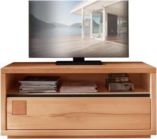 Lomadox Lowboard WINCHESTER-69, TV Board Fernsehschrank 120 cm Buche massiv geölt Hirnholz-Detail