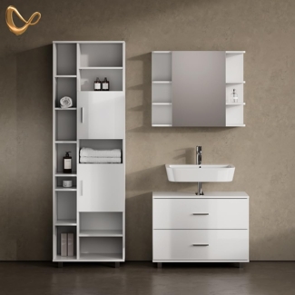 Livinity® Waschbeckenunterschrank Eisak, Weiß Hochglanz, 80x60.8 cm