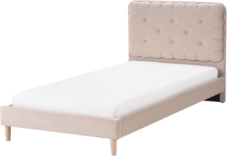 Polsterbett Samtstoff beige Lattenrost 90 x 200 cm CORSAINT