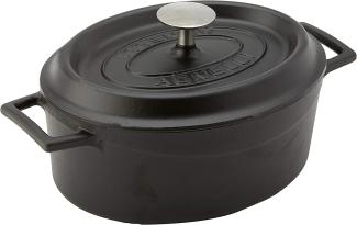 Pentole Agnelli Slowcook Kasserolle oval mit 2 Griffen, aus Gusseisen 3. 3 litri Mattschwarz