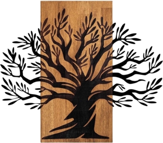 dekoratives Wandaccessoire aus Holz, 'Monumental Tree', 67 x 3 x 58, Nussbaum, Schwarz