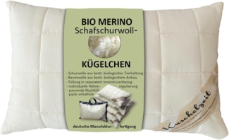 Meivita Naturhaarkissen Bio Merino Schafschurwollkugel Kopfkissen Bezug kbA und Füllung kbT, Füllung: 100% Wolle (Merino Schafschurwollkügelchen aus kontrolliert biologischer Tierhaltung), Bezug: 100% Baumwolle aus kontrolliert biologischem Anbau, Seit...