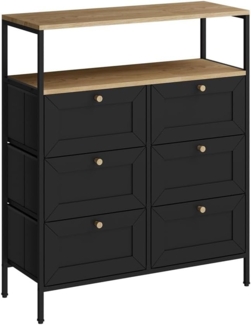 Vicco Kommode Belaro, Schwarz, 80x95 cm mit 6 Schubladen