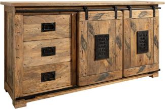 Massivmoebel24 Sideboard (Sideboard Mango 150x45x80 natur lackiert RAILWAY #100)