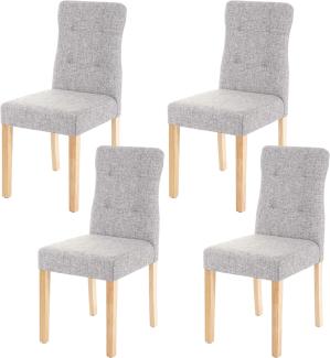 4er-Set Esszimmerstuhl HWC-E58, Stuhl Essstühle ~ Stoff/Textil grau, helle Beine