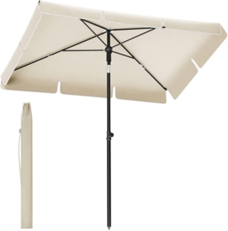 SONGMICS Sonnenschirm 200x125 cm, Balkonschirm UPF 50+, Sonnenschutz, beidseitig um 30° knickbar, höhenverstellbar, mit Aufbewahrungstasche, für Garten, Terrasse, ohne Ständer, beige GPU025M01
