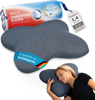 Third of Life 'Acamar' Kopfkissen mit Thermo-Bezug, Visco-Schaum grau, 55x47 cm