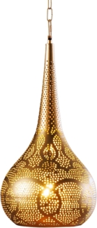 riess-ambiente Hängeleuchte ORIENT LIVING 50cm gold · Hängeleuchte aus Eisen in Tropfenform, keine besonderen Funktionen, ohne Leuchtmittel, mit Lampenschirm · handmade · Kette & Kabel kürzbar · Esszimmer