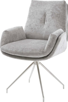 Drehstuhl Clea-Flex Chenille Silbergrau Kreuzgestell konisch Edelstahl 180° drehbar