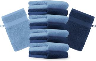 Betz Waschhandschuh 10 Stück Waschhandschuhe Premium 100% Baumwolle Waschlappen Set 16x21 cm Farbe dunkelblau und hellblau (10-tlg)