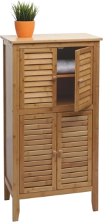 Badezimmerschrank HWC-B18, Regal Kommode, 4 Türen Bambus 100x50x30cm