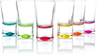 BigDean 48x Schnapsgläser 2cl - Shotgläser aus Glas – farbige Shot Gläser für Schnäpse wie z.B. Tequila, Wodka, Ouzo, Sambuca, Likör - Stamperl, Pinnchen