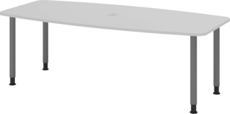 bümö Konferenztisch oval 220x103 cm großer Besprechungstisch in grau, Besprechungstisch mit Gestell in Graphit, Meetingtisch für 8 Personen, XL-Tisch für Besprechungsraum & Meeting, KT22C-5-G