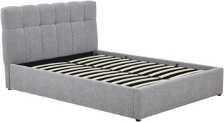 Vente-unique - Bett mit Bettkasten - 160 x 200 cm - Bouclé-Stoff - Grau - MAZIRI