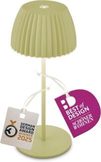 BRILONER - Riffle Mini LED Tischlampe kabellos IP44 mit Lichtkante, 8,5x20 cm, Touchdimmer, Akku tauschbar, Nachttischlampe, Leselampe, Akku Lampe, German Design Award Winner 2025, Pastellgrün