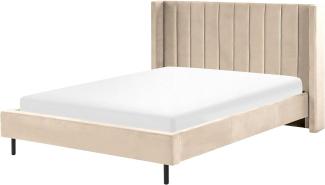 Bett mit Lattenrost VILLETTE 160 x 200 cm Samtstoff Beige