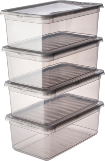 keeeper Aufbewahrungsboxen mit Air Control System, 4-teiliges Set, 4x5,6 l, Bea, Transparent (Crystal Grey)