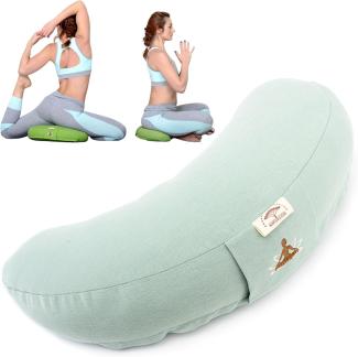 SEI Design Yogakissen Meditationskissen Halbmond mit Buchweizenschalen Füllung, besticktes Meditationskissen