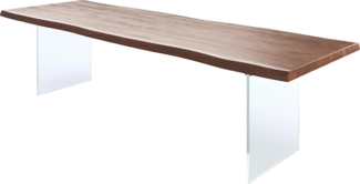 Esstisch Edge 300x100 XL Akazie Braun Glas Live-Edge