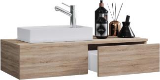VCM Badmöbel Waschtisch Gudas 914876 Sonoma-Eiche H. 19 x B. 85 x T. 35 cm
