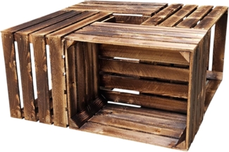 Holzkisten Weinkisten Kisten 4er Set Vintage Geflammt 50 x 40 x 30cm