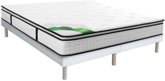 Vente-unique - Set 180 x 200 cm - Boxspringbett + Taschenfederkernmatratze 7 Zonen mit integriertem Topper und Bambusbezug 23 cm - TAREVO von NATUREA