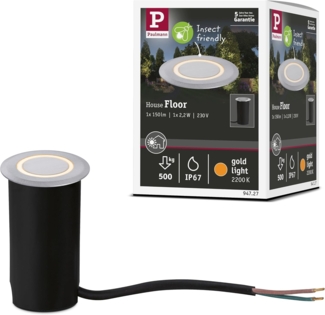 Paulmann 94727 LED Bodeneinbauleuchte Dekorativ Goldlicht insektenfreundlich rund 50mm