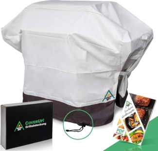 CoverUp! Grillabdeckung 141 x 65 x 115 cm – Premium Grill Abdeckhaube BBQ Cover witterungsbeständig – inkl. E-Book mit Rezepten - beige