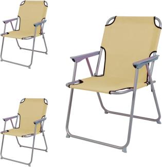 3 Stück Campingstuhl Stoff Oxfort Metall Beige