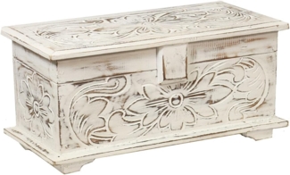 Oriental Galerie Truhe Weiße Truhe Blumen Klein 40 cm