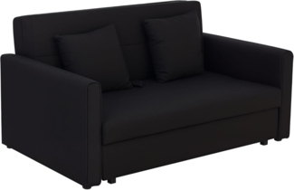 HOMCOM Schlafsofa 2-Sitzer Sofa mit Bettfunktion, Polstersofa mit Stauraum, Rückenkissen, Schlafcouch für Wohnzimmer, Polycotton, Holz, Kohlegrau, 152 x 101 x 81 cm
